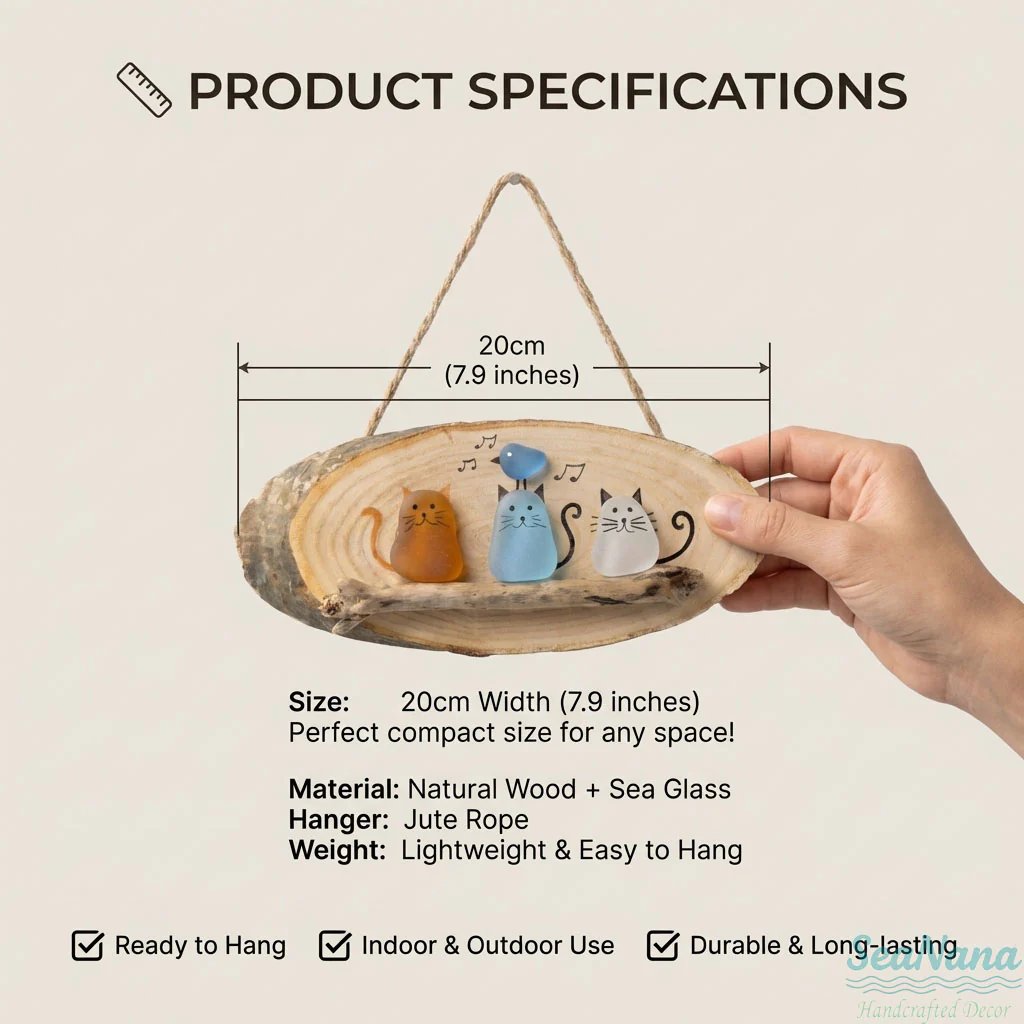 π» Super Cute Sea Glass Cat Wall Hanging πβ¨πΎ