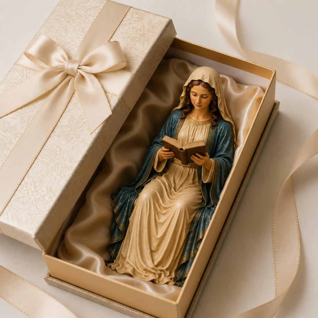 📚🕊️ Bring Divine Peace to Your Bookshelf. Virgin Mary Reading Figure