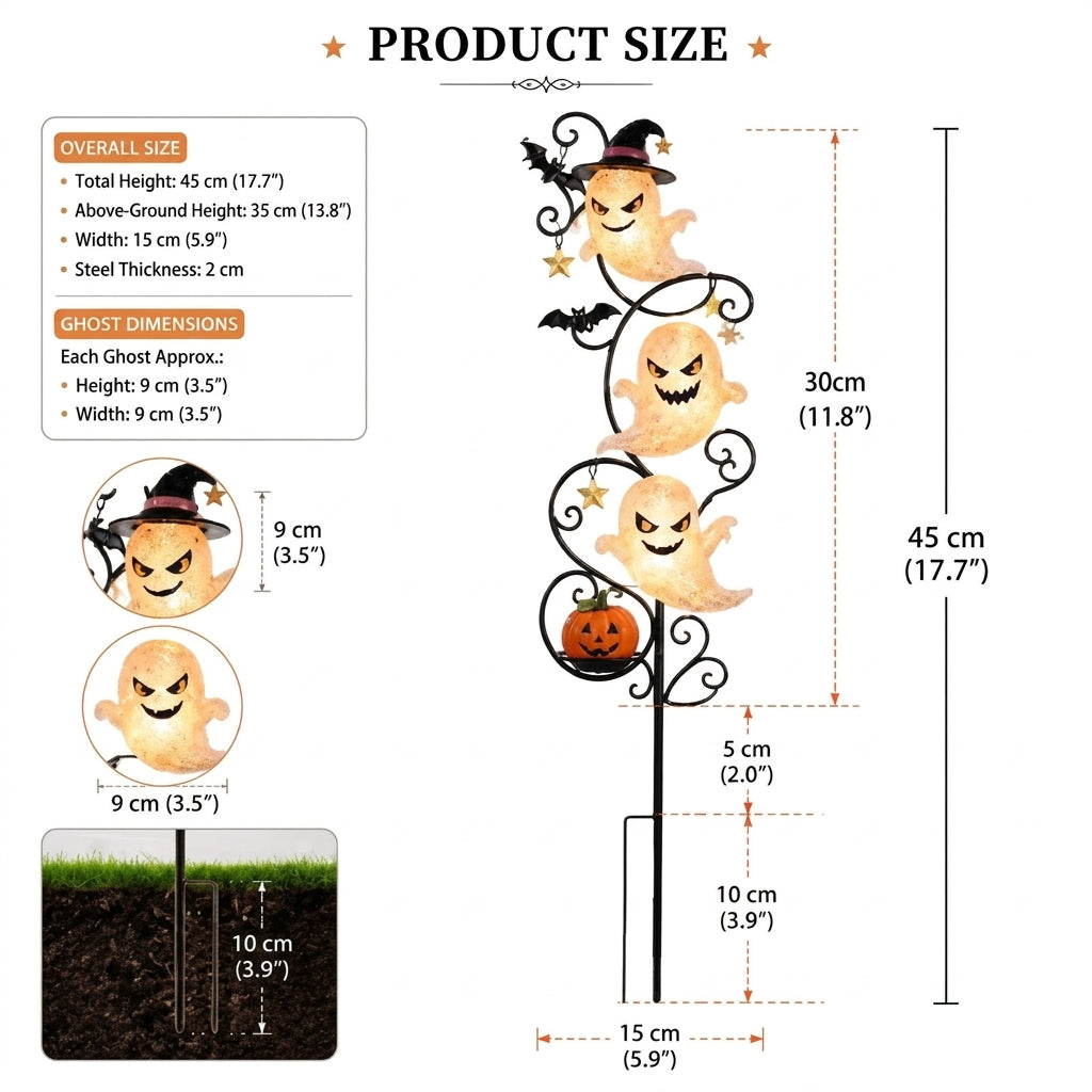 π» Solar Halloween Little Ghost Garden Stake Light