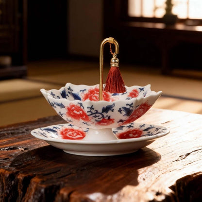 🔥Hot Deal Now Elegant Umbrella Shaped Porcelain Tea Strainer, Decorative Tea Filter for Loose Leaf Tea