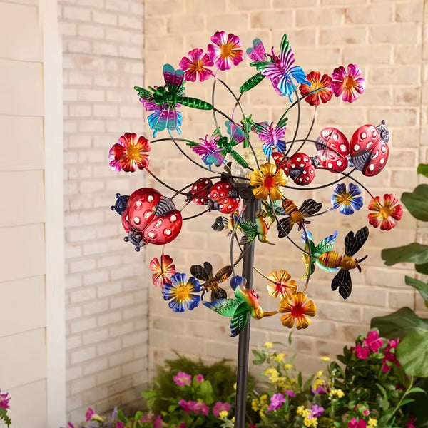 🌞🌀Outdoors Solar Wind Spinners with Decorative Flowers🌸