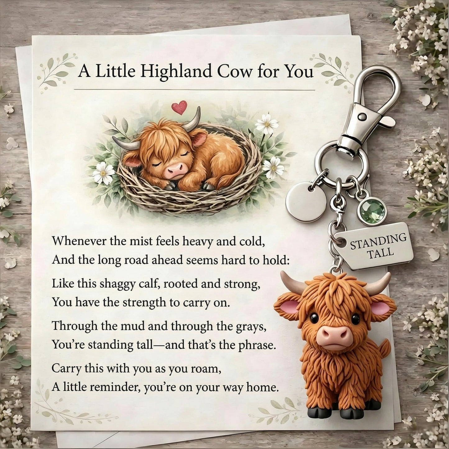 🐮❤️A Little Highland Cow For You Keychain: Your Daily Reminder of Quiet Strength