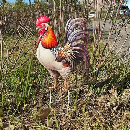 🐓Colorful Iron Rooster Garden Stake Statue