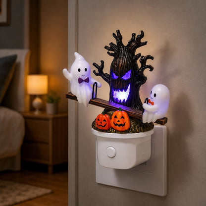 👻 Bouncing Ghost Seesaw Night Light – Cute Plug-In Halloween Decor