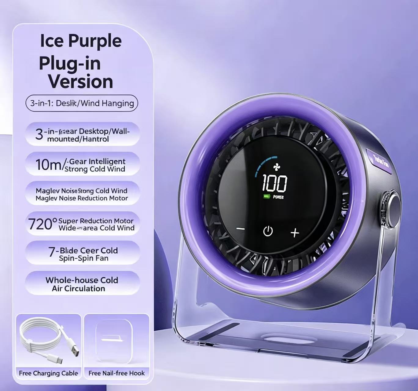 Turbo Circulation Fan | 3-in-1 Desktop & Wall Mount 720° Wide-Area Air Circulator