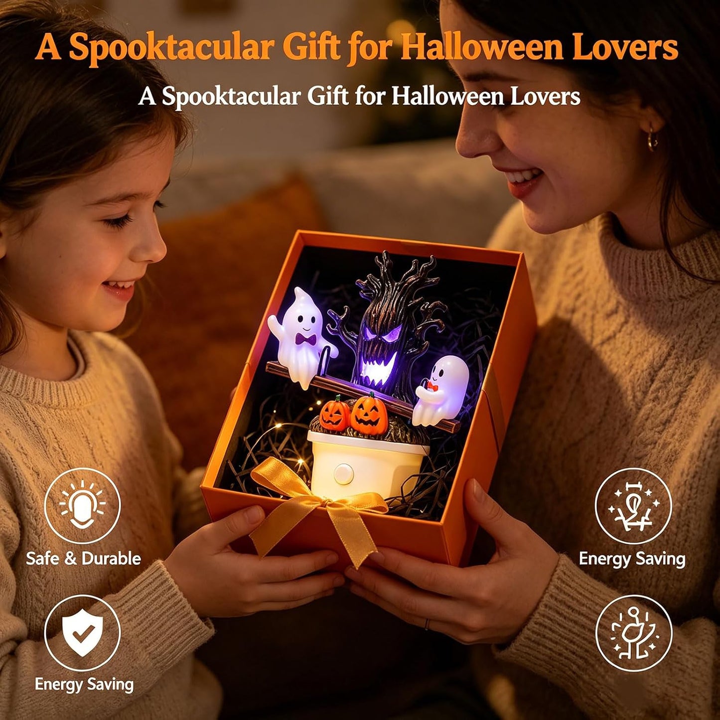 👻 Bouncing Ghost Seesaw Night Light – Cute Plug-In Halloween Decor
