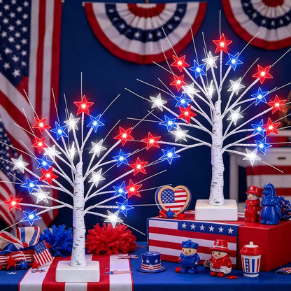 Patriotic LED Star Tree Light | Red White Blue 4th of July Decor