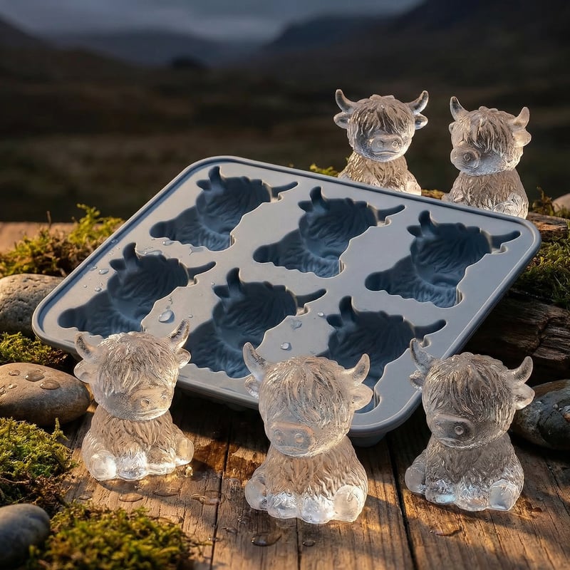 🐮 Mini Highland Cow Ice Cube Mold – Cute 3D Ice for Drinks, Parties & Gifts