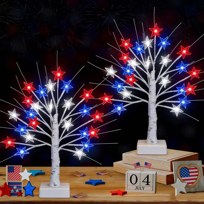 Patriotic LED Star Tree Light | Red White Blue 4th of July Decor