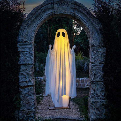 🔥👻Hanging Swing Ghost Halloween Decor with String Lights