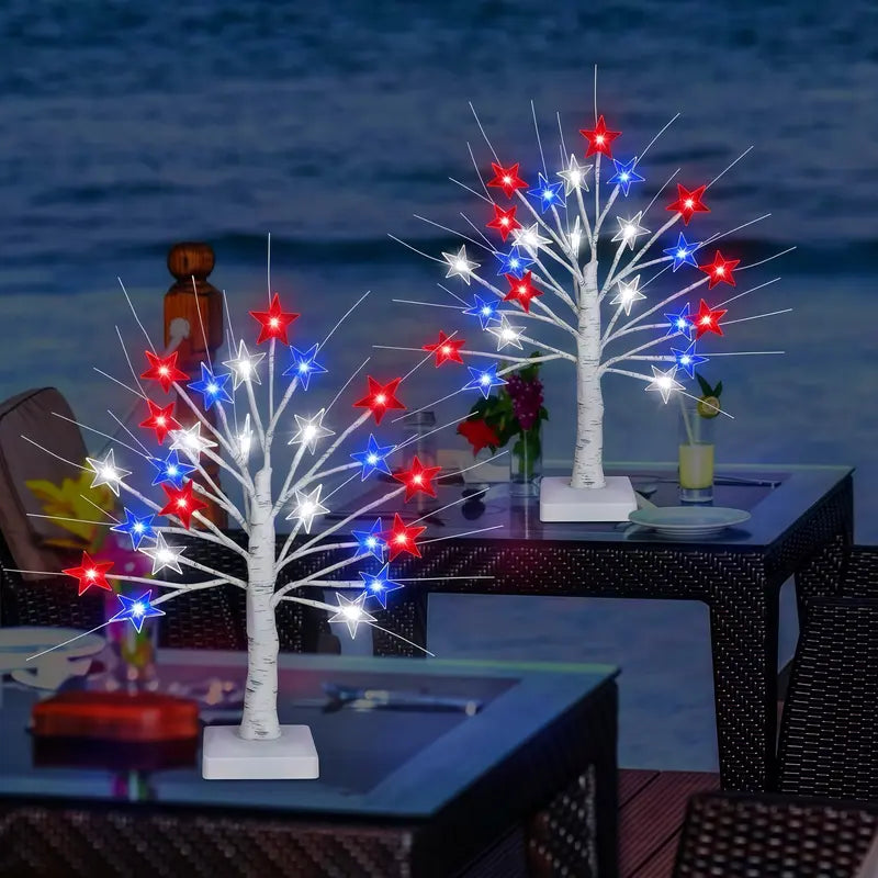 Patriotic LED Star Tree Light | Red White Blue 4th of July Decor
