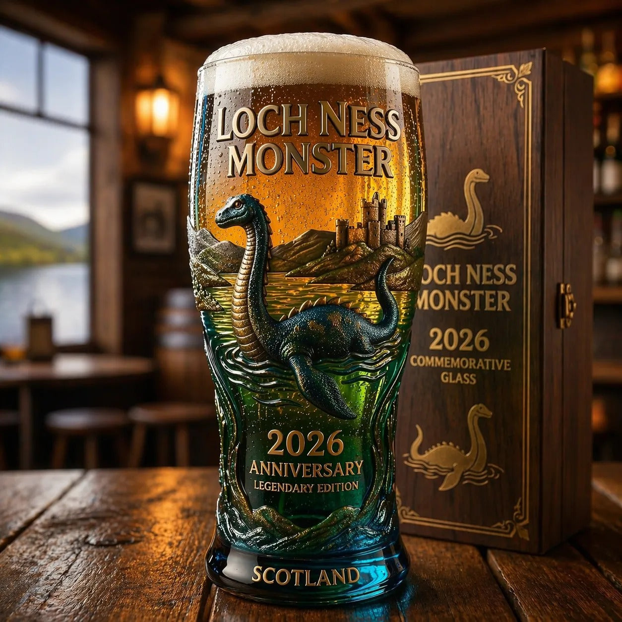🌊🐉 From Myth to Masterpiece – Loch Ness Monster 2026 Collectors Pint Glass 🏴✨