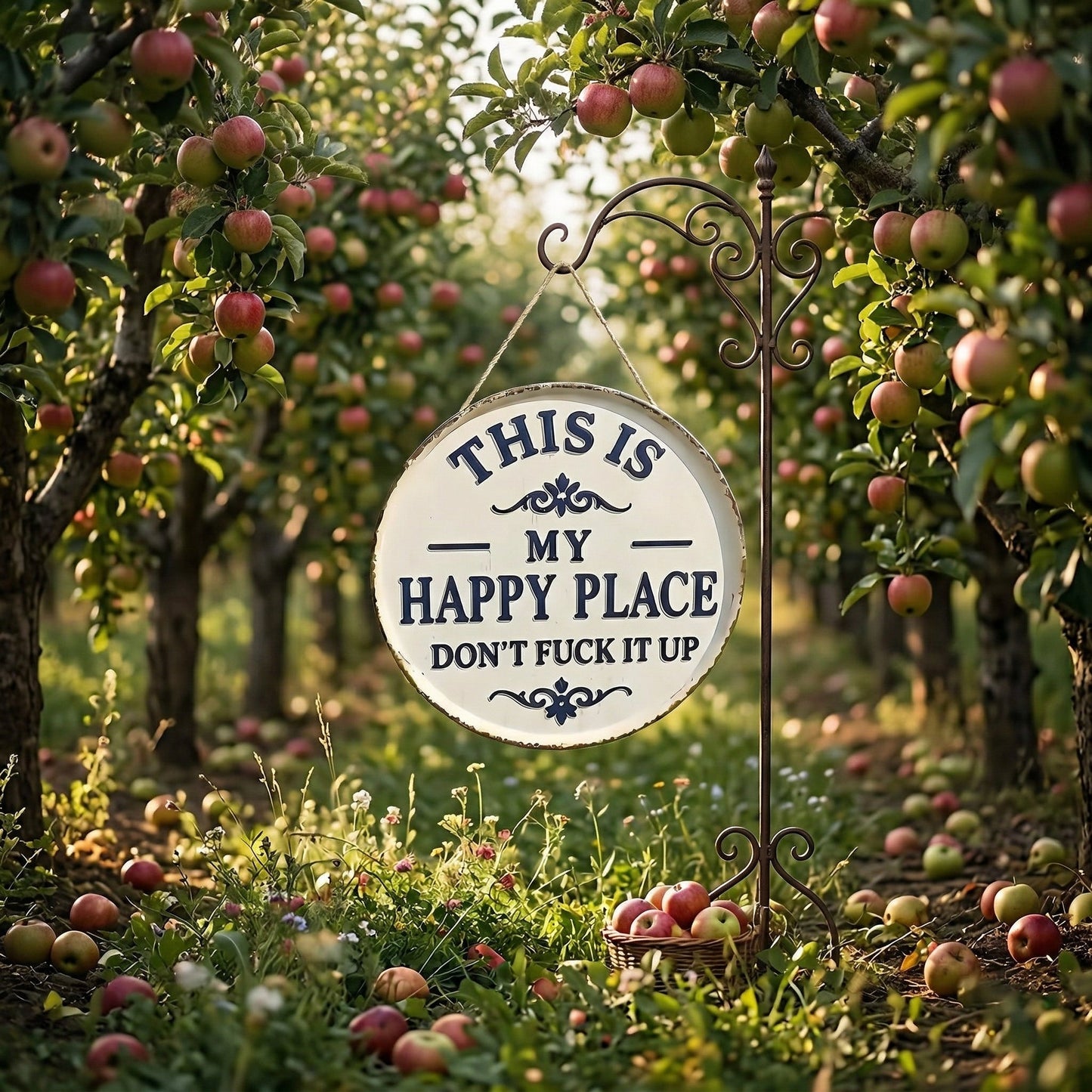 Funny Garden Metal Sign – “This Is My Happy Place Don’t F*ck It Up” Vintage Decor