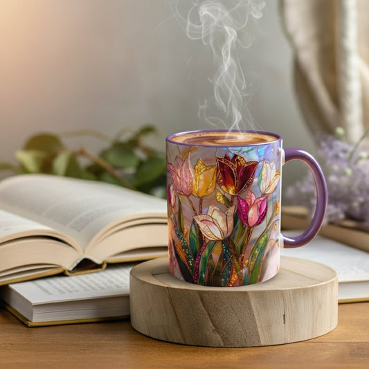 🔥Hot Sale-- Eternal Spring: Stained-Glass Style Tulip Mug