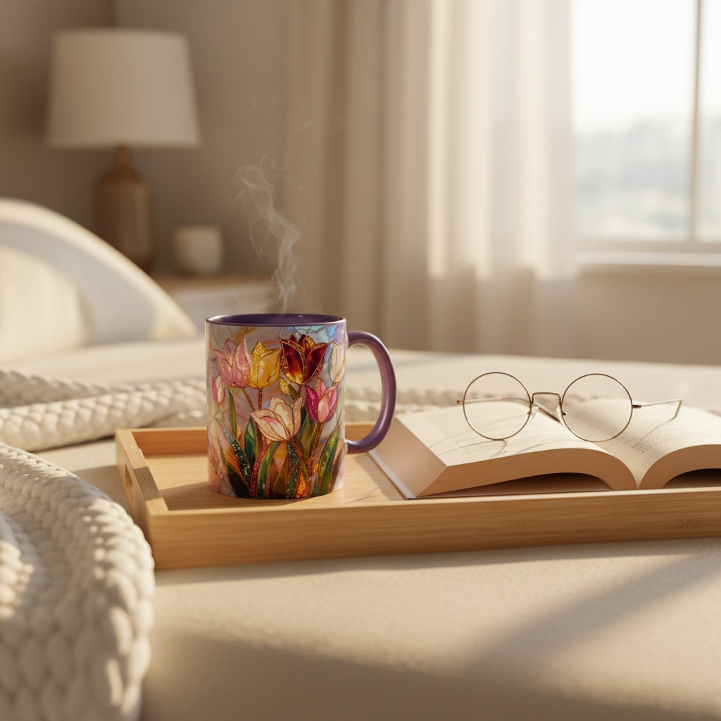 🔥Hot Sale-- Eternal Spring: Stained-Glass Style Tulip Mug