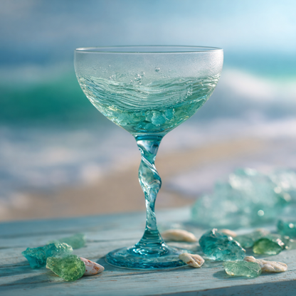 🔥🔥New Year--🌊🍷 Ocean Wave Sea Glass Wine Glass