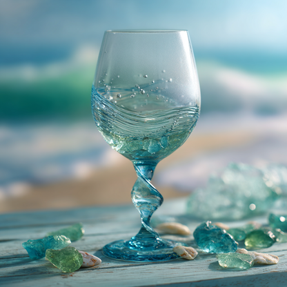 🔥🔥New Year--🌊🍷 Ocean Wave Sea Glass Wine Glass