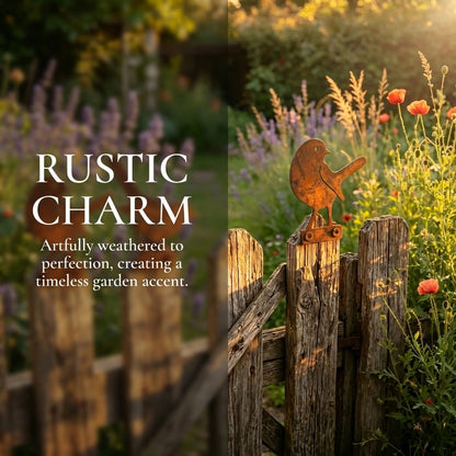 5-Piece Lifelike Rusty Metal Bird Silhouettes Garden Art