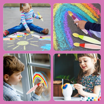🎨 6Pcs Washable Sidewalk Chalk Paint Brush Set for Kids🌟