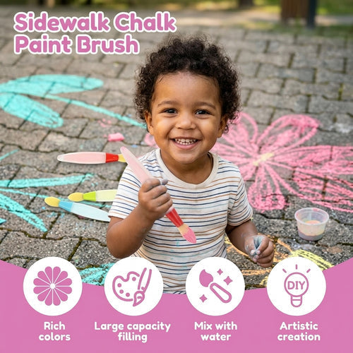 🎨 6Pcs Washable Sidewalk Chalk Paint Brush Set for Kids🌟