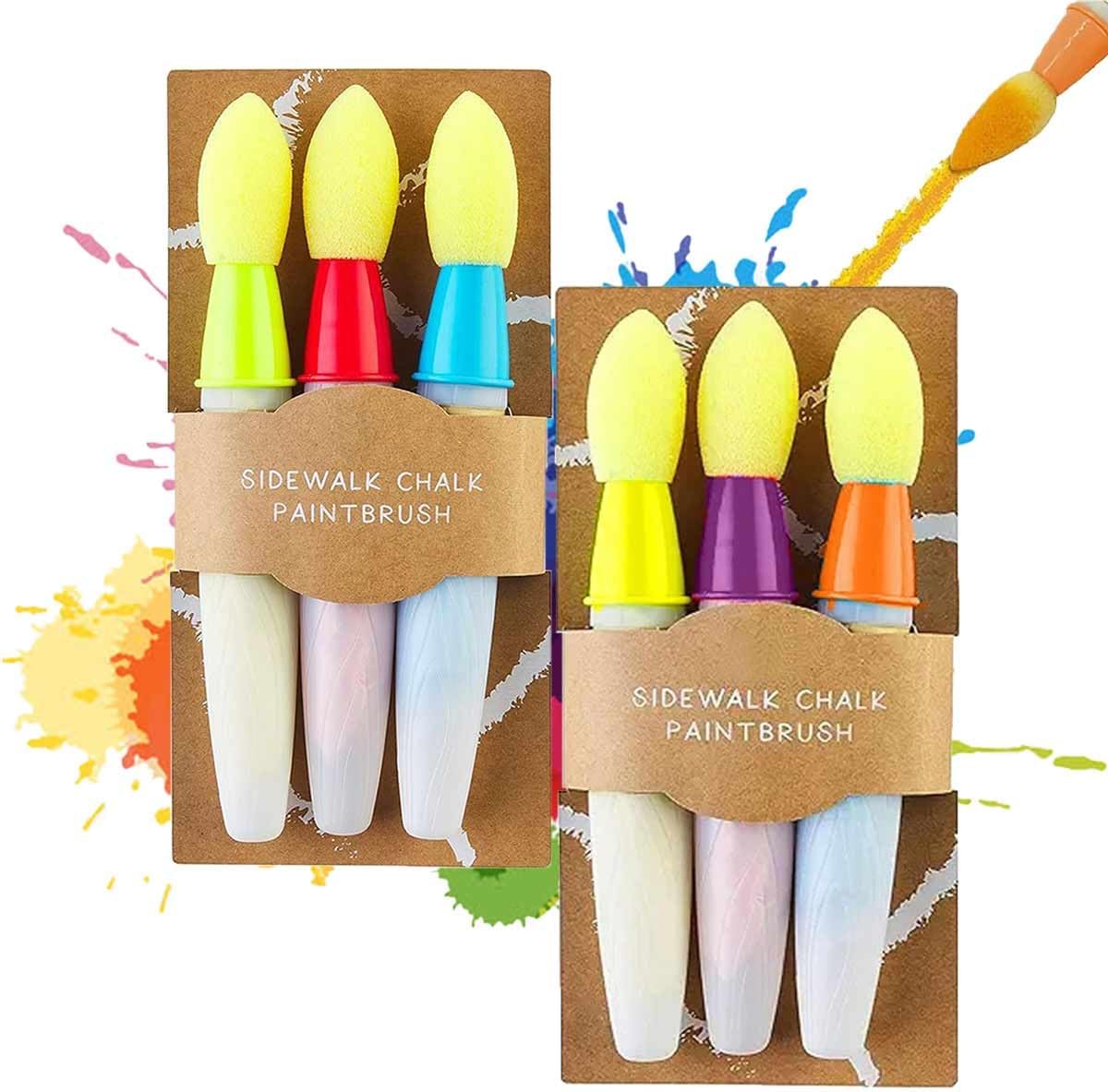 🎨 6Pcs Washable Sidewalk Chalk Paint Brush Set for Kids🌟