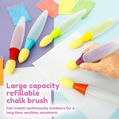 🎨 6Pcs Washable Sidewalk Chalk Paint Brush Set for Kids🌟