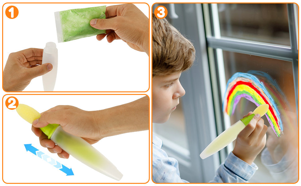 🎨 6Pcs Washable Sidewalk Chalk Paint Brush Set for Kids🌟