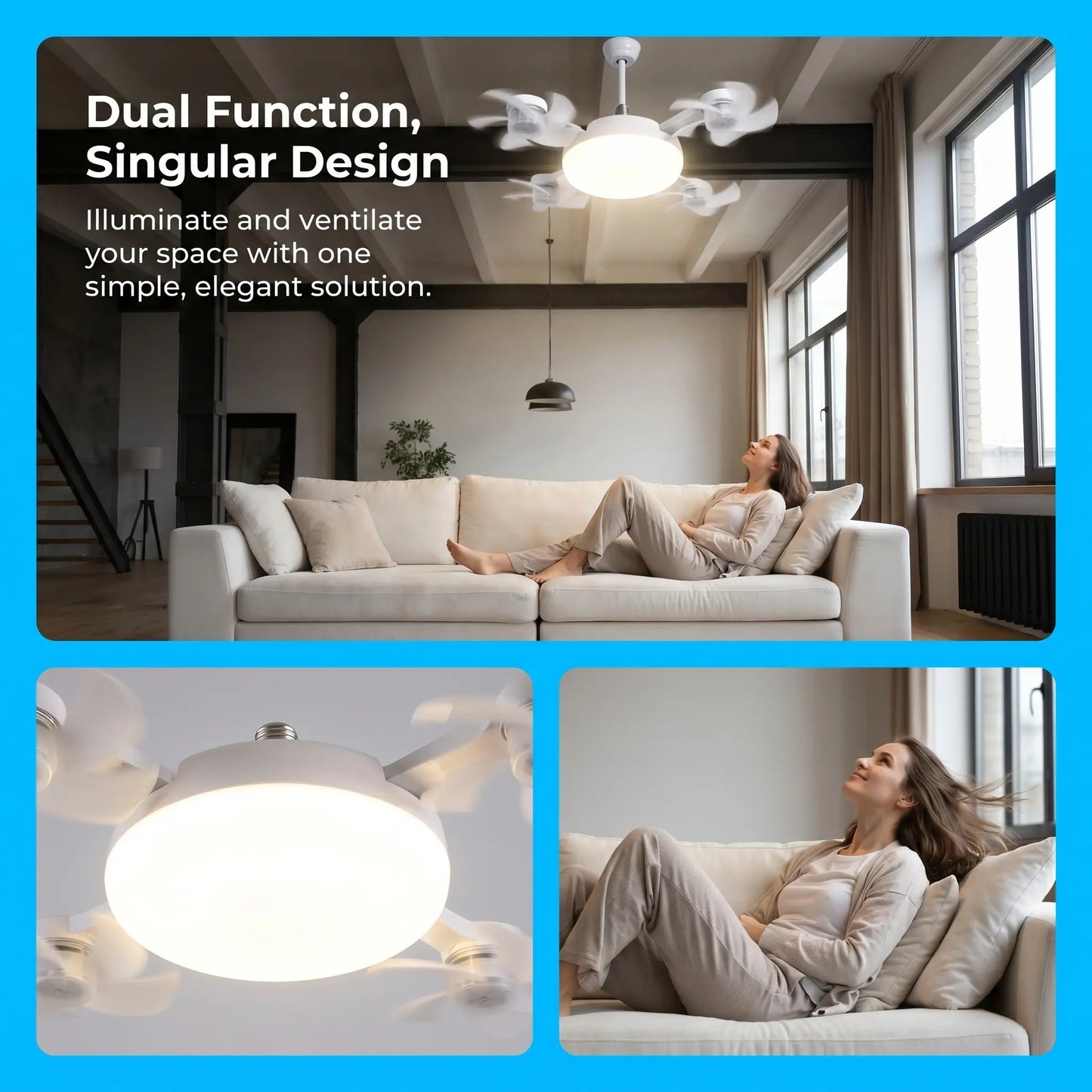 💡2-in-1 Drone Fan Light-Silent LED Ceiling Fan with Remote