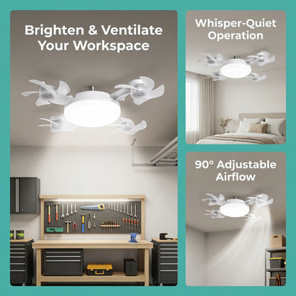 💡2-in-1 Drone Fan Light-Silent LED Ceiling Fan with Remote