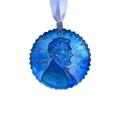 One-cent commemorative coin transparent sea glass pendant