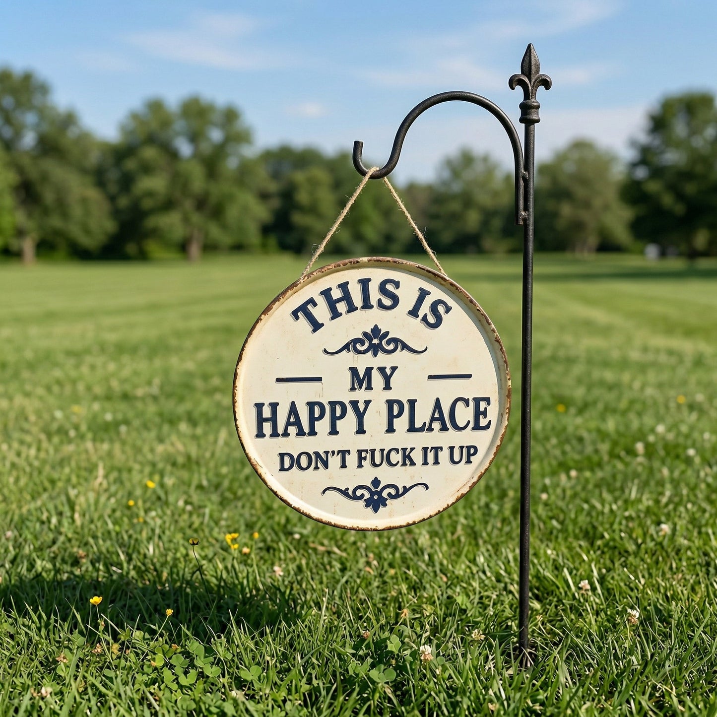 Funny Garden Metal Sign – “This Is My Happy Place Don’t F*ck It Up” Vintage Decor