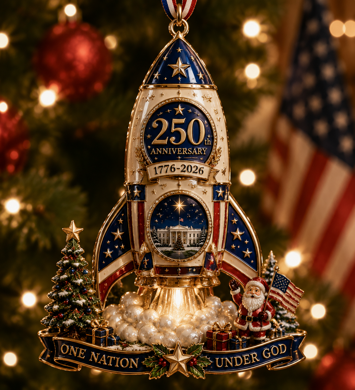 USA 250th Anniversary Christmas Ornament