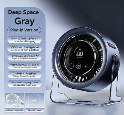 Turbo Circulation Fan | 3-in-1 Desktop & Wall Mount 720° Wide-Area Air Circulator