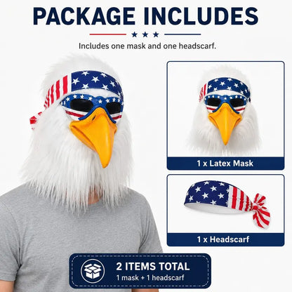 Patriotic Eagle Latex Mask for Fourth of July Halloween and Party Cosplay