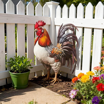🐓Colorful Iron Rooster Garden Stake Statue