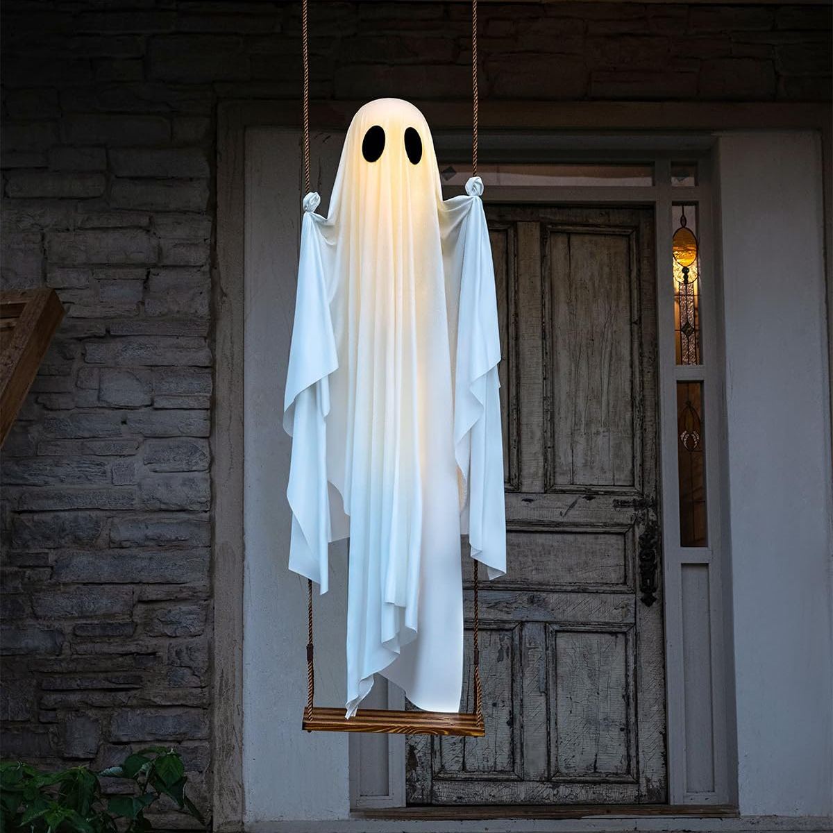 🔥👻Hanging Swing Ghost Halloween Decor with String Lights