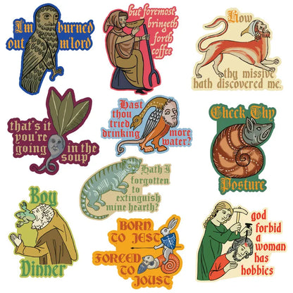 Pack of 10 Funny Ye Ole Medieval Knight Stickers - Unique Gifts