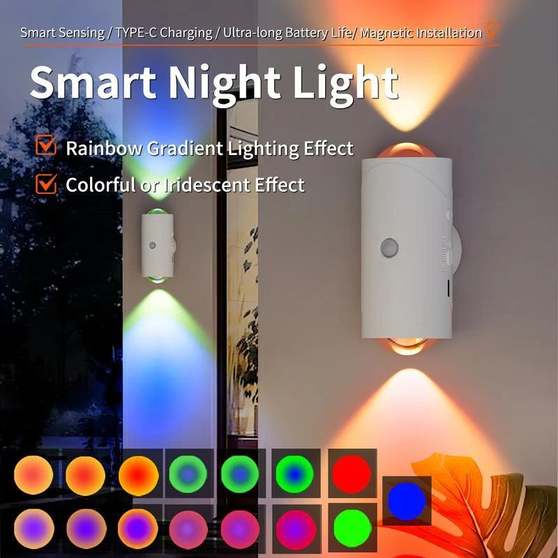 🔥Smart Rechargeable LED Night Light with Motion Sensor – RGB Gradient Ambient Lighting