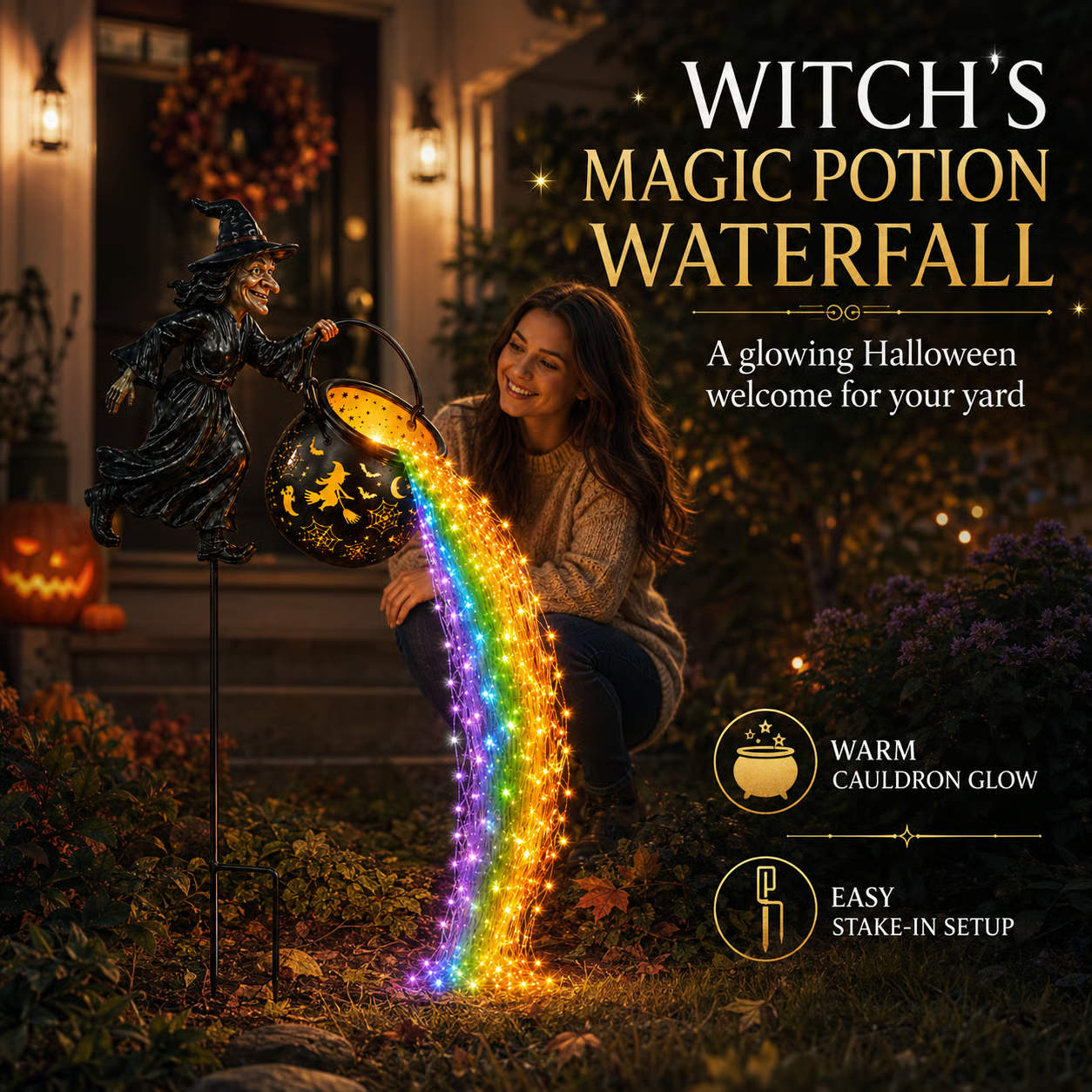 🎃Witch Potion Waterfall Garden Lamp