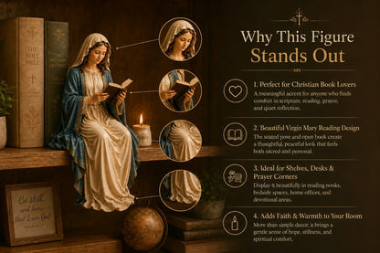 📚🕊️ Bring Divine Peace to Your Bookshelf. Virgin Mary Reading Figure