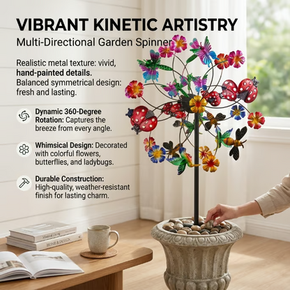 🌞🌀Outdoors Solar Wind Spinners with Decorative Flowers🌸