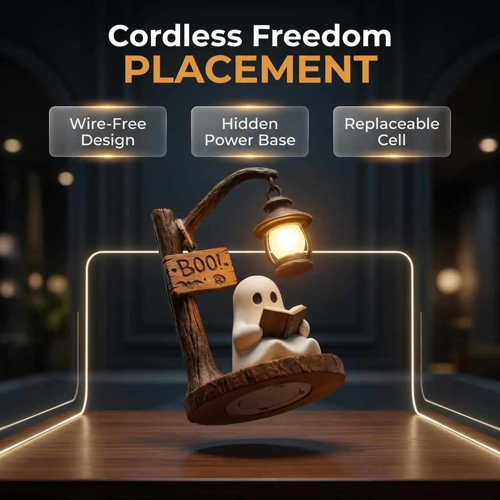 🔥Last Day 50% OFF 👻Reading Ghost LED Tree Light – Cosy Halloween Desk Decor 💡