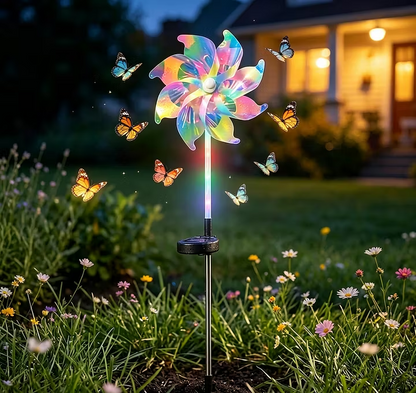 ☀️Solar Windmill Garden Lights, Colorful LED Outdoor Pinwheel Stake Decor