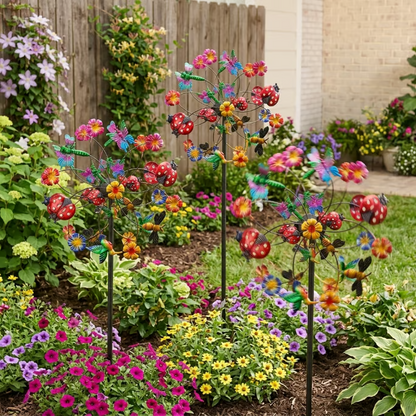🌞🌀Outdoors Solar Wind Spinners with Decorative Flowers🌸