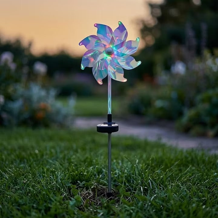 ☀️Solar Windmill Garden Lights, Colorful LED Outdoor Pinwheel Stake Decor