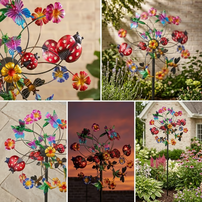 🌞🌀Outdoors Solar Wind Spinners with Decorative Flowers🌸