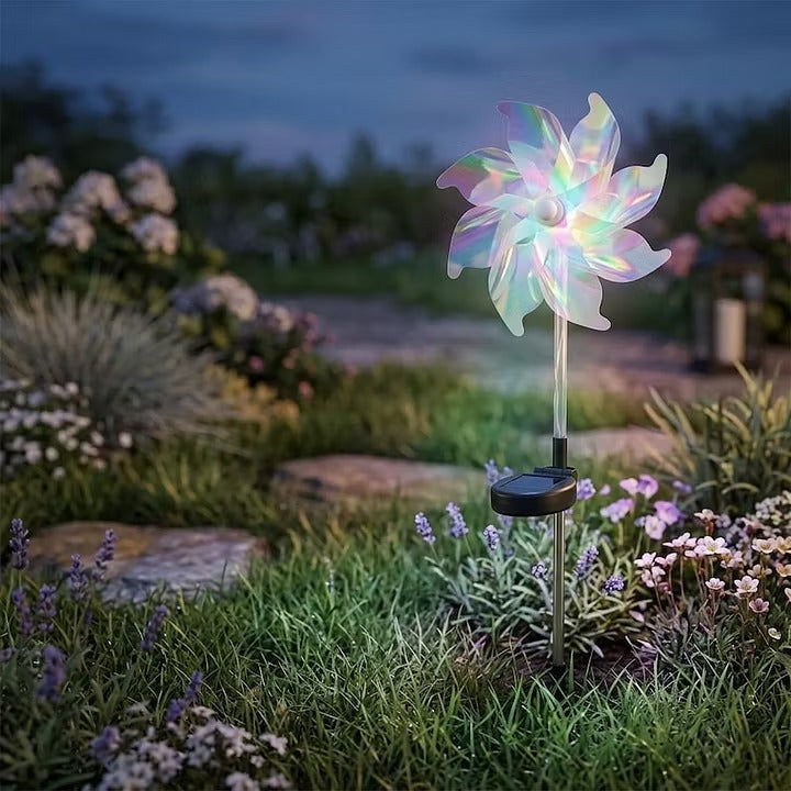 ☀️Solar Windmill Garden Lights, Colorful LED Outdoor Pinwheel Stake Decor