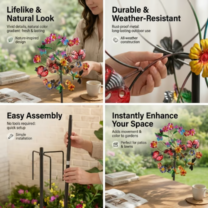 🌞🌀Outdoors Solar Wind Spinners with Decorative Flowers🌸