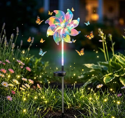 ☀️Solar Windmill Garden Lights, Colorful LED Outdoor Pinwheel Stake Decor