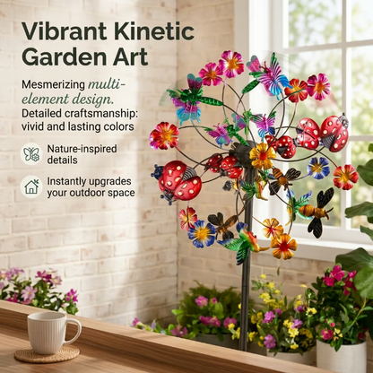 🌞🌀Outdoors Solar Wind Spinners with Decorative Flowers🌸